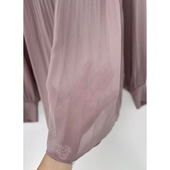 Soft Surroundings Plus Size Chloe Pleated Mauve Purple Sheer Blouse See Measure - Picture 6 of 12